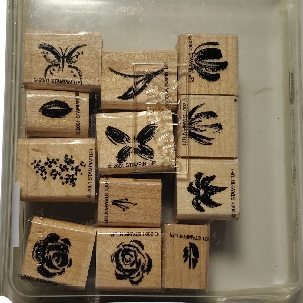 Stampin Up‎ Wood Mount Watercolor Minis Stamp Set 2001 Retired Vintage 12 piece